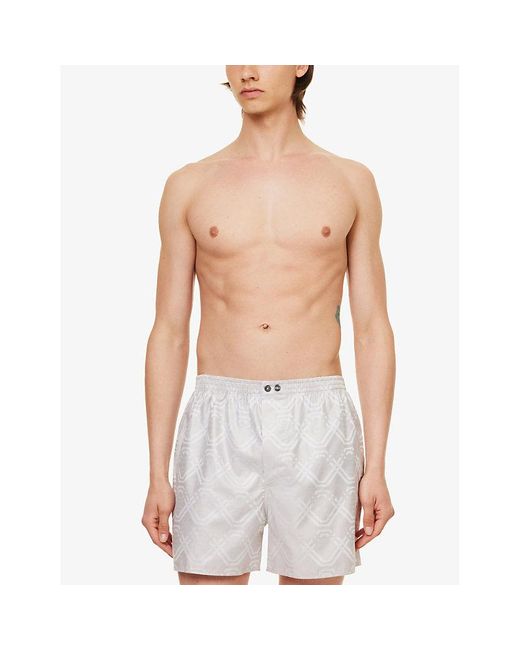 Zimmerli of Switzerland White Geometric-print Mid-rise Cotton Boxer Shorts for men