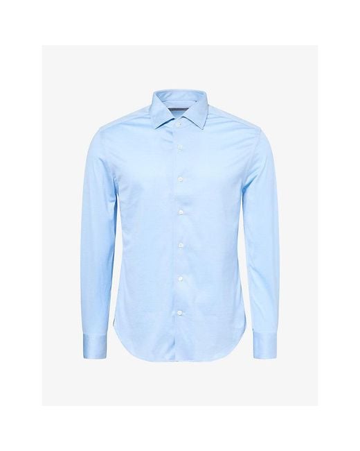 Corneliani Blue Regular-Fit Cotton-Jersey Shirt for men