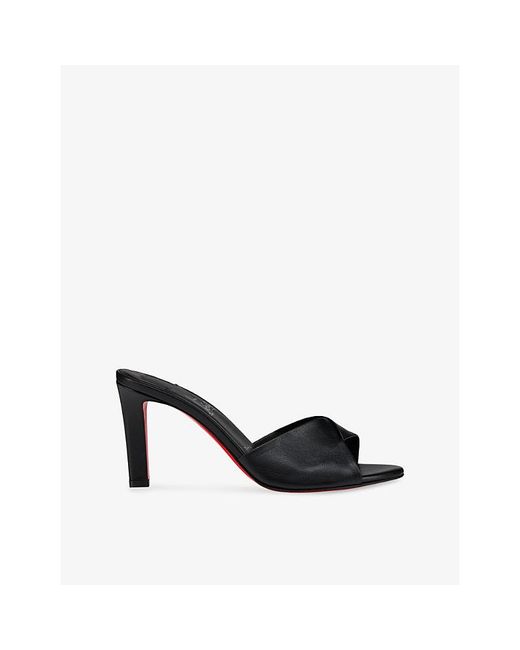 Christian Louboutin Black Fanny Slide 85 Leather Heeled Mules