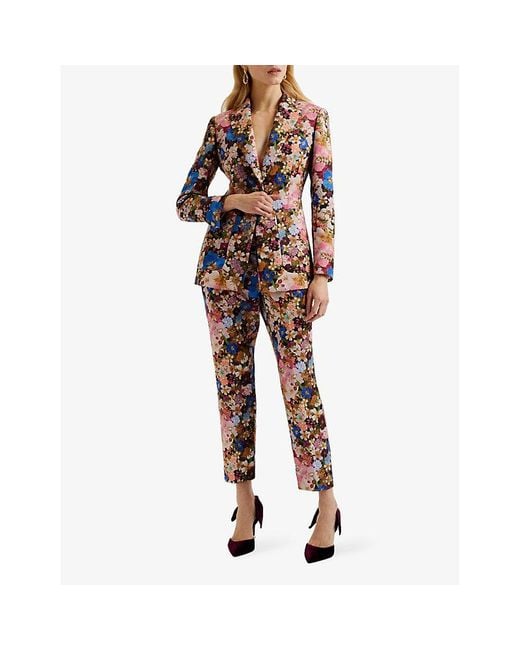 Ted Baker Red Madonia Floral-print Woven Blazer