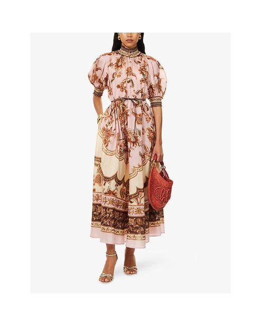 Zimmermann Multicolor Aster Billow Silk Maxi Dress