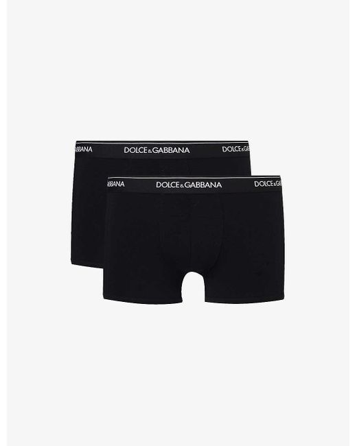 Dolce & Gabbana Black Logo-waistband Pack Of Two Stretch-cotton Boxers for men