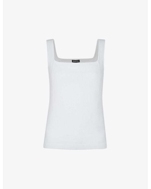 Whistles Squareneck Ribbed Cotton Vest Top in White Lyst