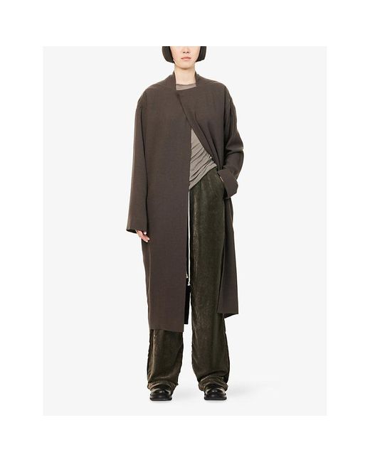 Rick Owens Brown Relaxed-Fit Island Wool Coat