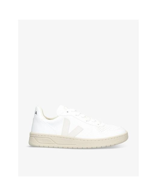 Veja White V-10 Logo-embroidered Vegan-leather Low-top Trainers