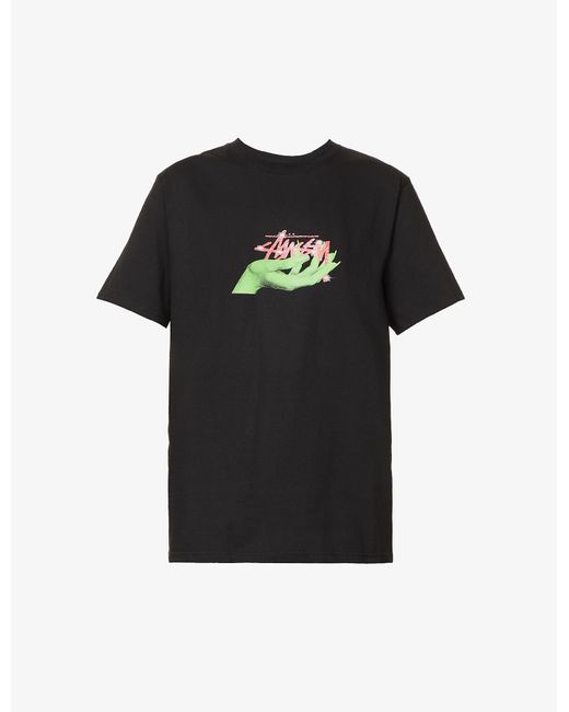 Stussy Black Oz Graphic-print Cotton T-shirt