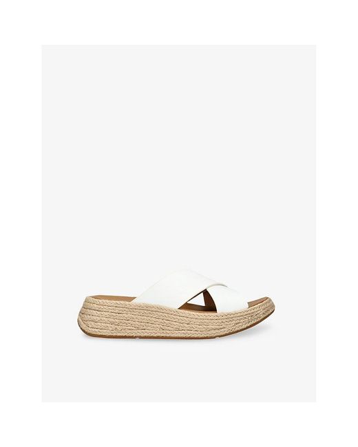 Fitflop Natural F-Mode Leather Flatform Sliders