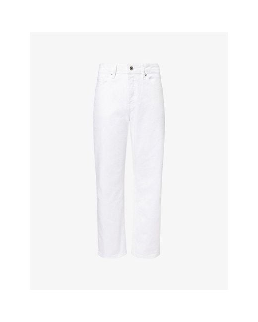 GOOD AMERICAN White Vintage Straight-Leg Ankle Denim Jeans