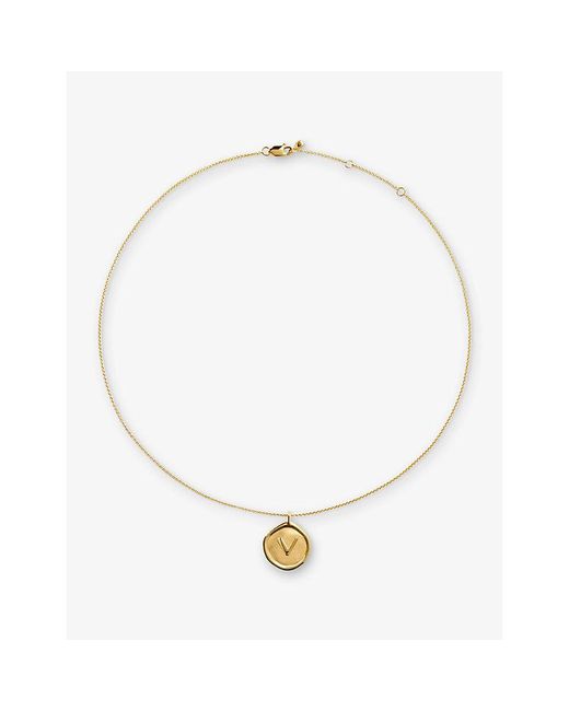 Monica Vinader Metallic Initial-P Stamp 18Ct-Vermeil Chain Necklace