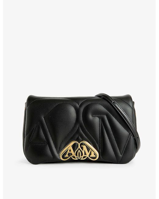 Alexander McQueen Black The Seal Small Embroidered-leather Cross-body Bag