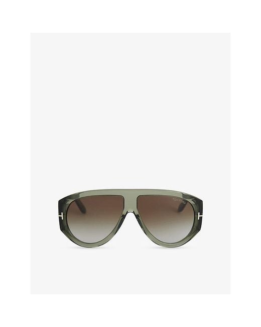 Tom Ford Gray Bronson Pilot Acetate Sunglasses for men