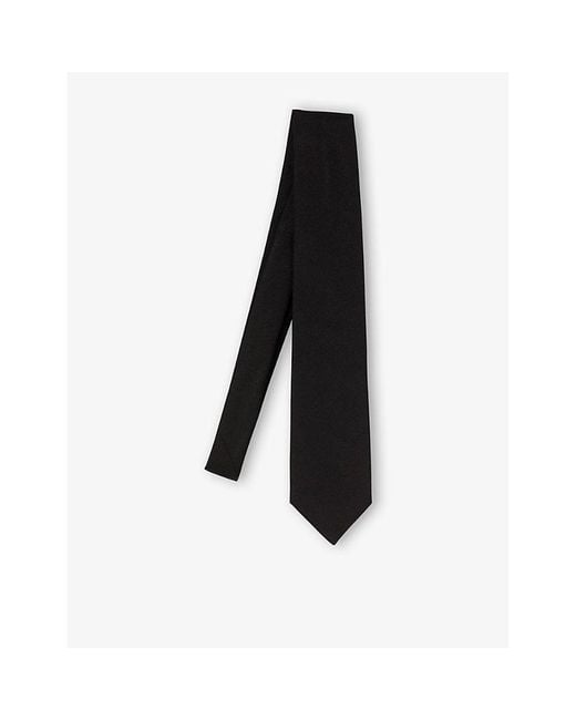 Sandro Black Oversized Jacquard-Pattern Silk Tie for men