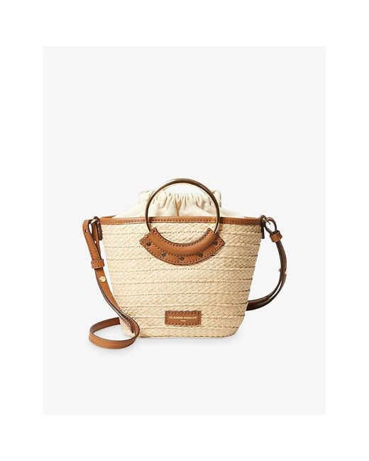 Claudie Pierlot Metallic Small Ring-Handle Woven Basket Bag