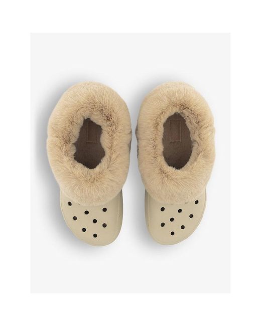 Crocs™ Furever Crush Faux Furlined Rubber Clogs in Natural Lyst