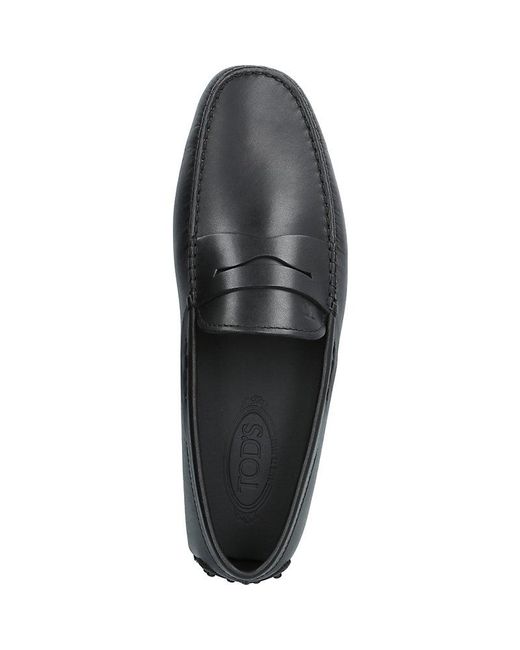 Tod's Black Penny Slip-On Leather Driver Shoes for men