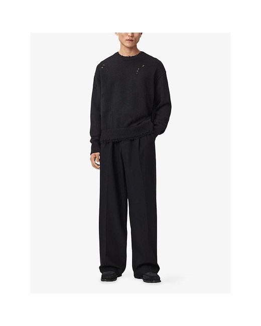 AllSaints Black Wolf Distressed Long-Sleeve Knitted Jumper for men