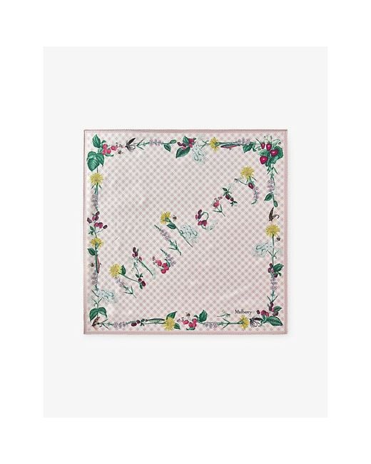 Mulberry Multicolor River Side Floral-Print Square Silk-Twill Scarf