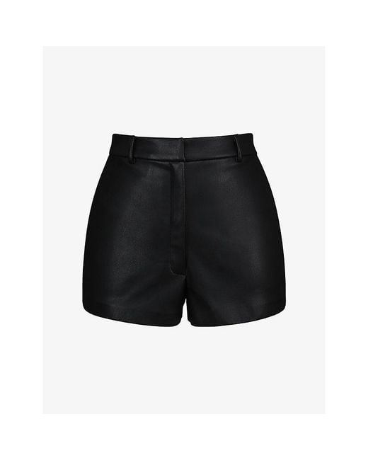 House Of Cb Black Naya High-Rise Vegan-Leather Shorts