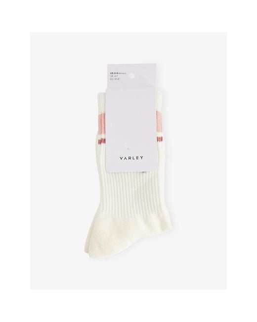 Varley White Lamar Club Stripe-Trim Cotton-Blend Socks