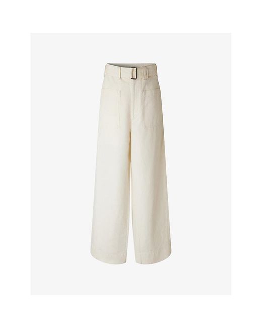 Soeur Natural Vagabond Wide-leg High-rise Cotton-blend Trousers
