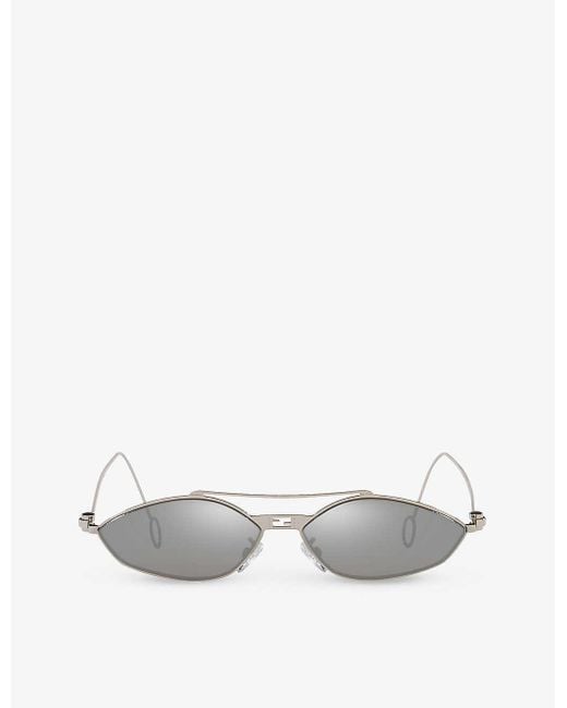 Fendi White Fn000734 Cat-eye-frame Metal Sunglasses