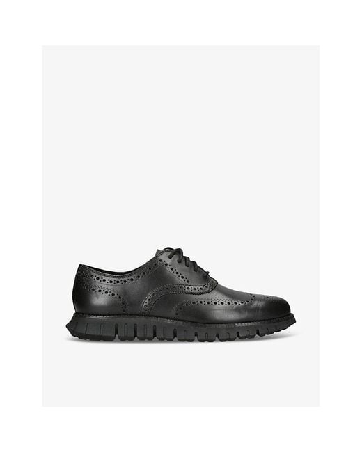 Cole Haan Black Zerøgrand Wingtip Leather Oxford Shoes for men