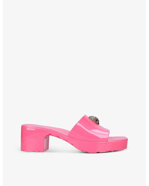 Kurt Geiger Rubber Maddie Eagle Head-embellished Patent Mules in Pink ...