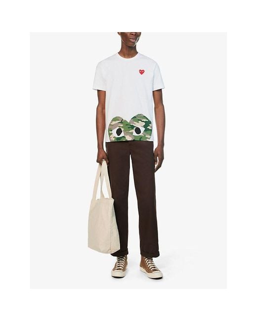 COMME DES GARÇONS PLAY White Heart-Print Cotton-Jersey T-Shirt for men