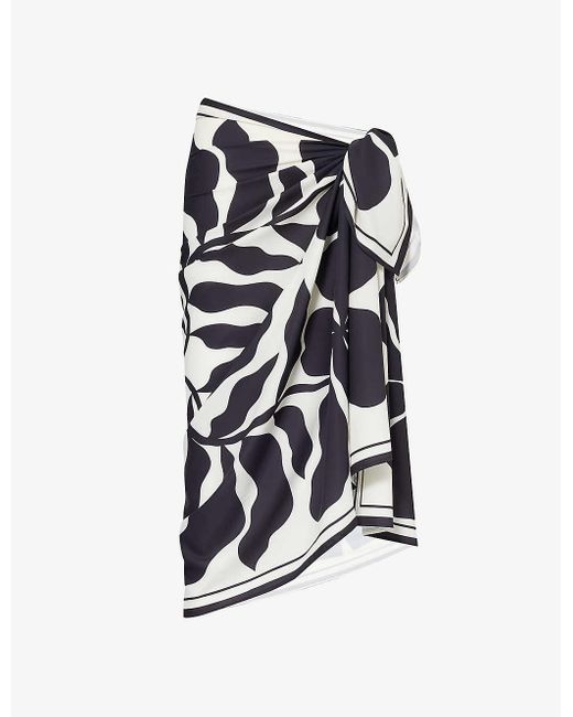 4th & Reckless White Bora Graphic-print Stretch-woven Sarong