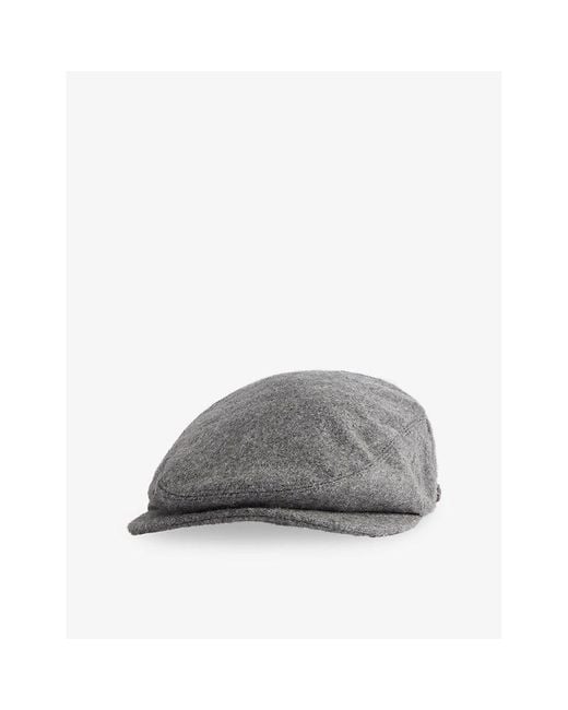 Barbour Gray Redshore Wool Flat Cap for men