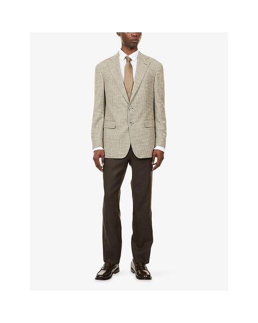 Oscar Jacobson Natural Robert Single-Breasted Silk And Cotton Blazer for men