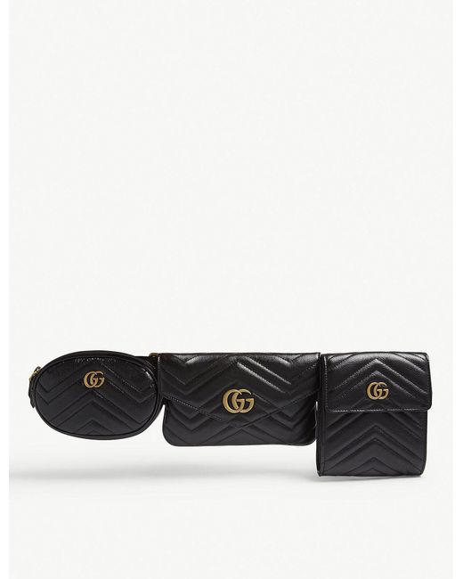 Lyst - Gucci Gg Marmont Matelassé Leather Multi Belt Bag in Black for Men