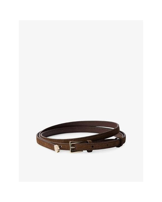 Prada Brown Brand-Engraved Suede Belt
