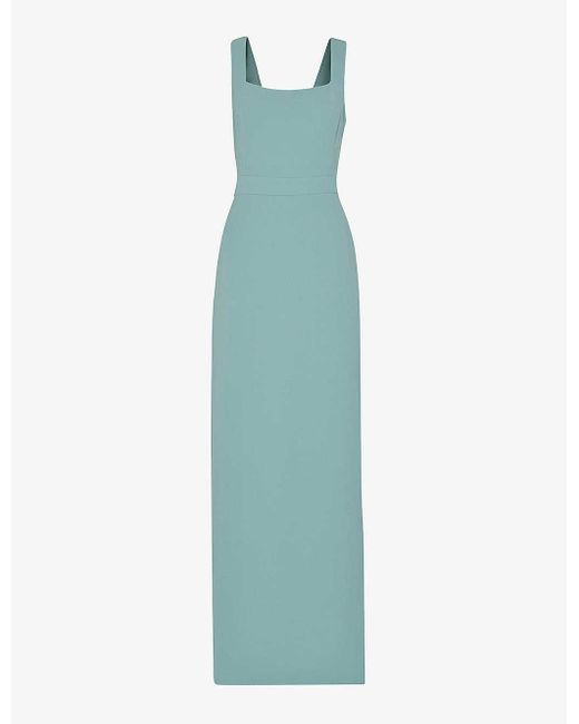 Whistles Blue Mila Square-neck Stretch-recycled-polyester Maxi Dress