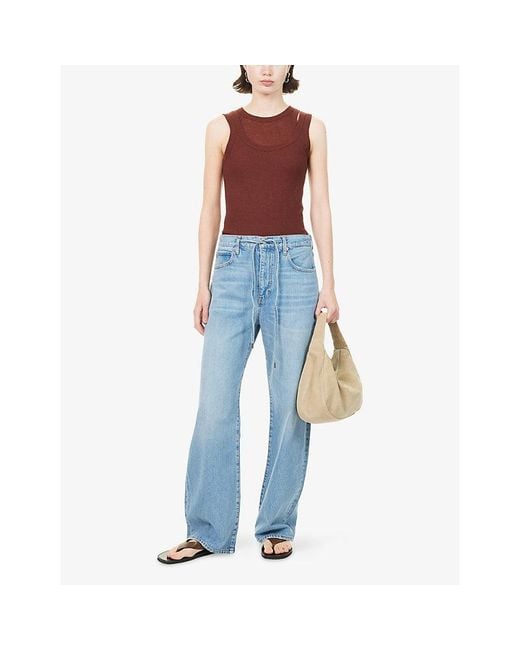 FRAME Blue Off Duty Drawstring Bow Denim Jeans