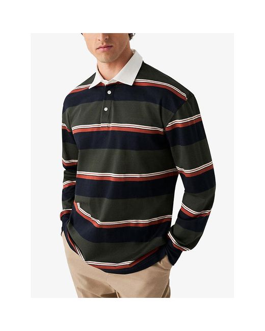 Eton of Sweden Black Stripe-print Regular-fit Cotton-piqué Rugby Shirt X for men