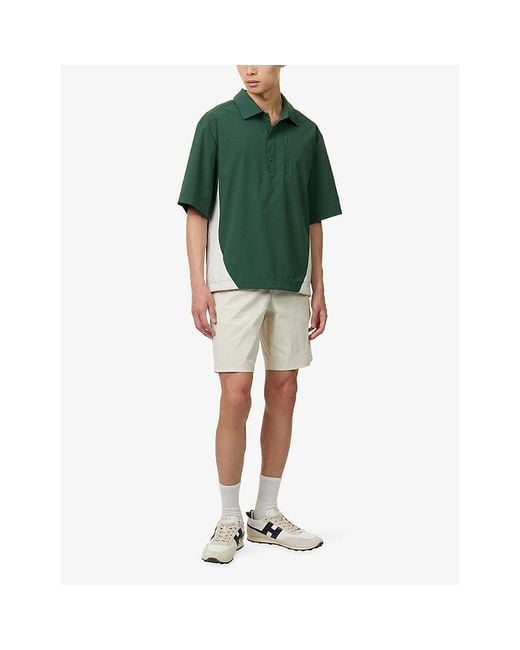 Manors Green Shooter Branded Stretch-Woven Polo Shirt for men
