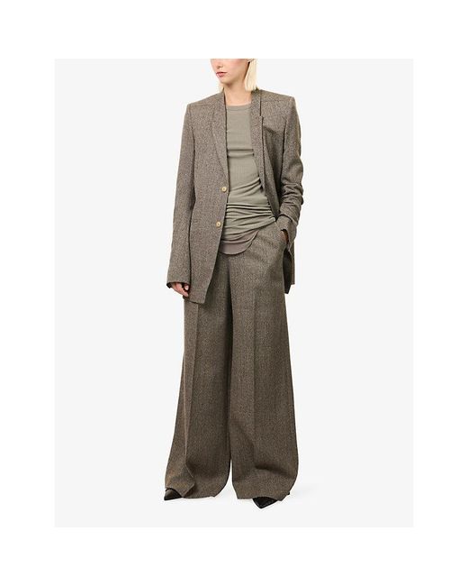 Rick Owens Brown Concordian Peak-Lapel Wool Blazer