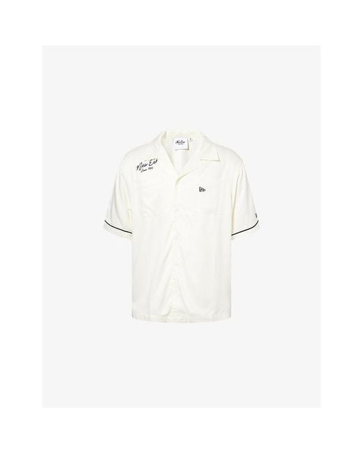 KTZ White Graphic Revere-Collar Short-Sleeve Rayon Shirt for men