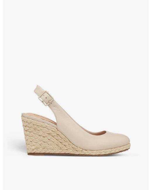 Dune Codi Slingback Espadrillewedge Leather Sandals in EcruLeather