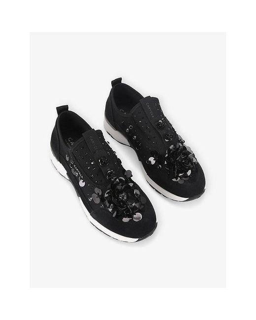 Carvela Kurt Geiger Black Tempo Flower Mesh Trainers