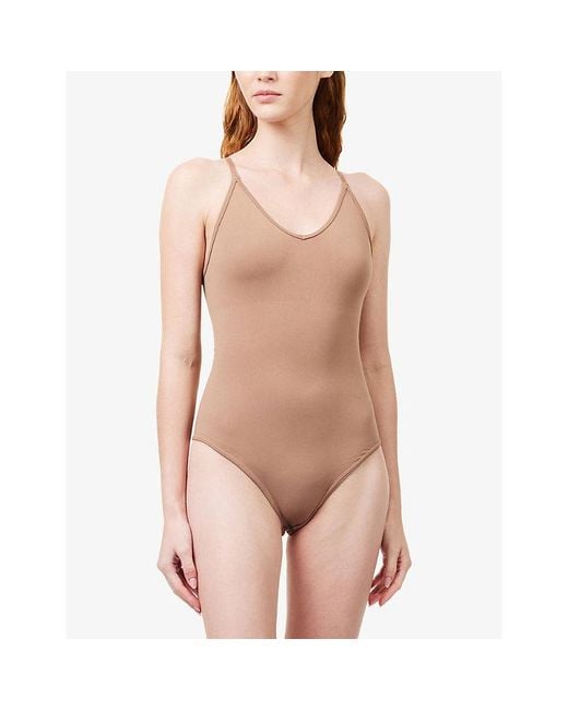 Spanx Brown Sculpt Seamless Power Stretch-Woven Thong Bodysuit