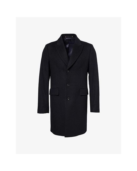 Paul Smith Blue Regular-Fit Peak-Lapels Wool And Cashmere Coat for men