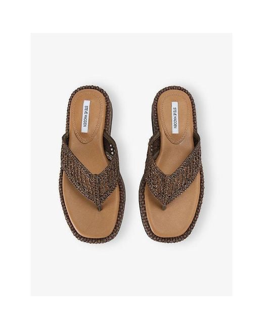 Steve Madden Brown Bella Woven Flat Sandals