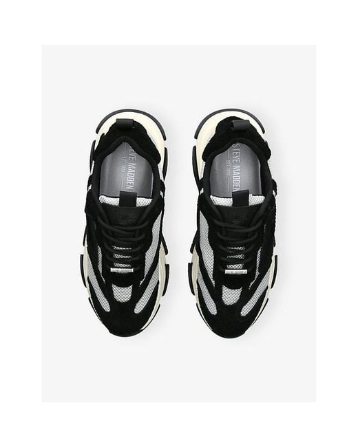 Steve Madden Black Possess Chunky Mesh And Faux-Leather Trainers for men