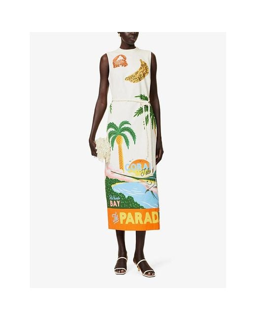 ALÉMAIS Green Samaki Coastal-print Organic-cotton Maxi Dress