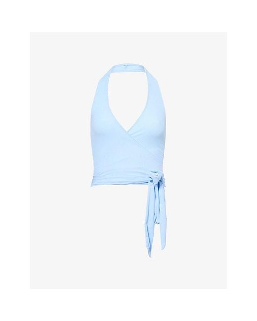 Cheap Monday Blue Yosemite Halterneck Stretch-Jersey Top