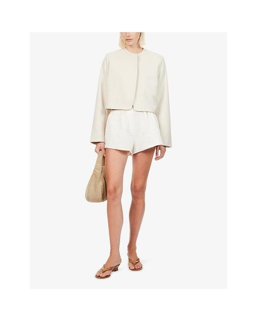 Dissh White Cyrus Cropped Woven Blazer
