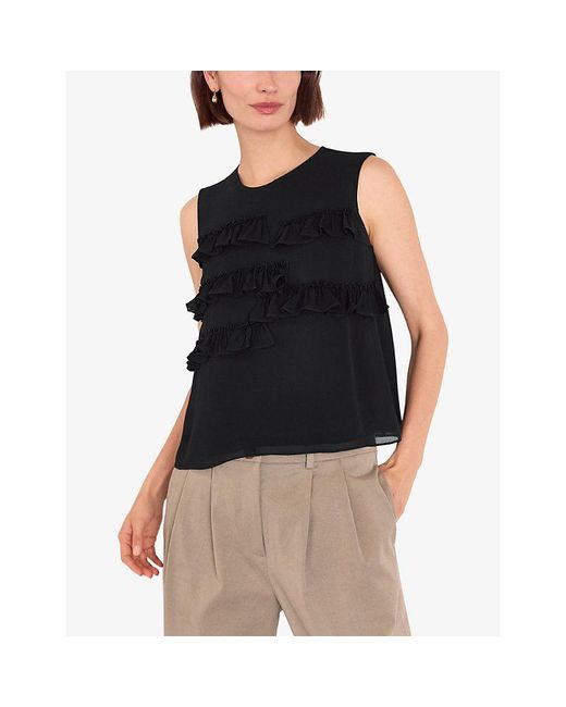 Whistles Black Frilled Sleeveless Woven Top