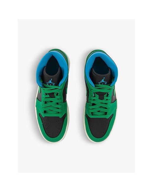 Nike Green Air Jordan 1 Mid Leather Mid-top Trainers